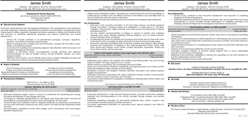 Federal Resume Example