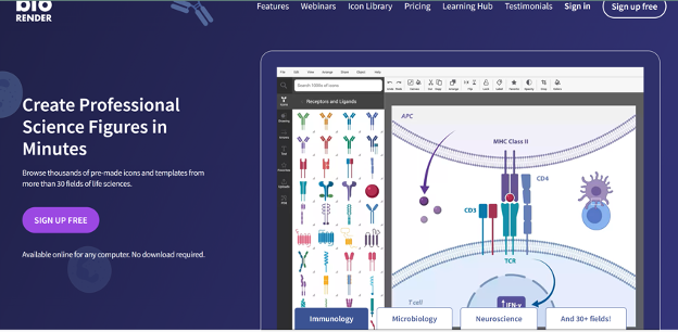 Screenshot of Biorender home page